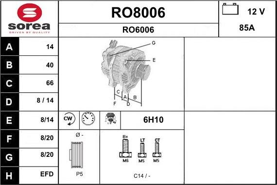 SNRA RO8006 - Генератор vvparts.bg