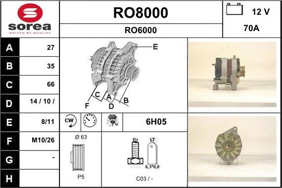 SNRA RO8000 - Генератор vvparts.bg