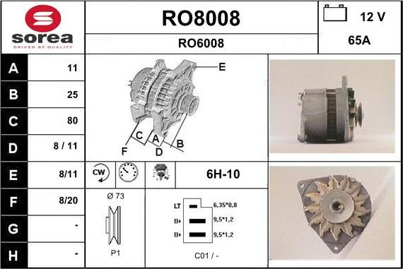 SNRA RO8008 - Генератор vvparts.bg