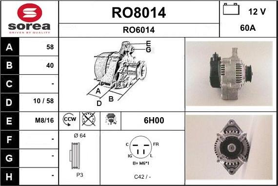 SNRA RO8014 - Генератор vvparts.bg