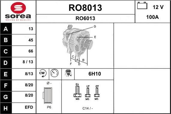 SNRA RO8013 - Генератор vvparts.bg