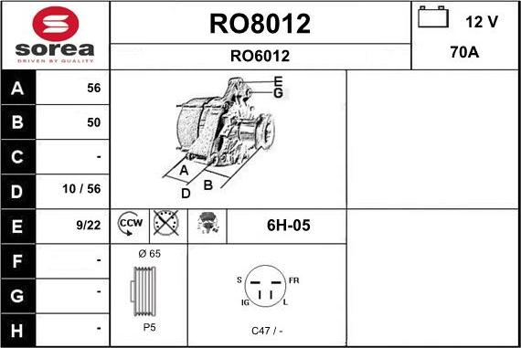 SNRA RO8012 - Генератор vvparts.bg