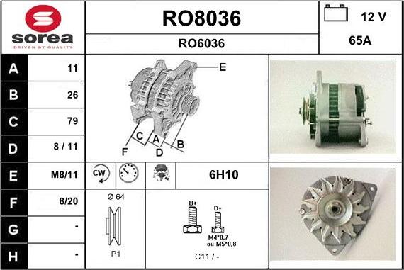 SNRA RO8036 - Генератор vvparts.bg