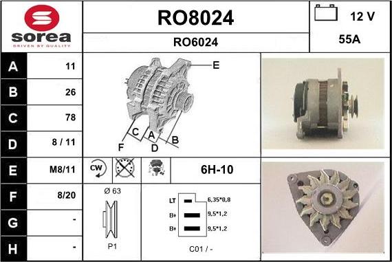 SNRA RO8024 - Генератор vvparts.bg