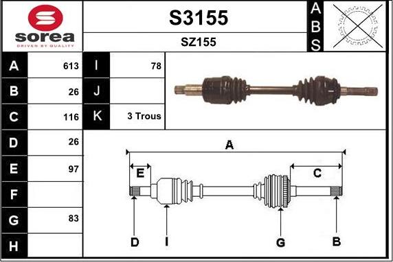 SNRA S3155 - Полуоска vvparts.bg