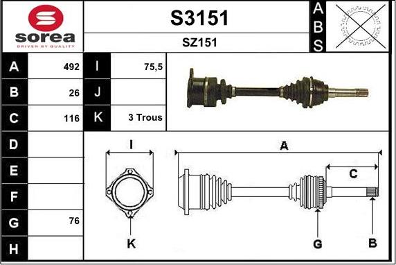 SNRA S3151 - Полуоска vvparts.bg