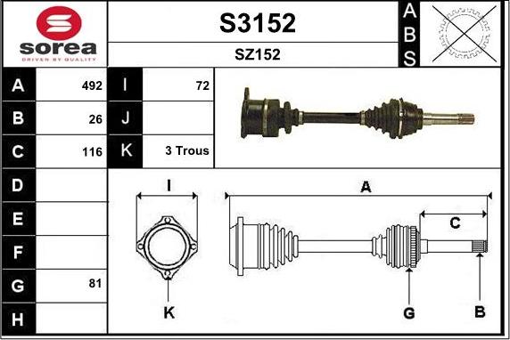 SNRA S3152 - Полуоска vvparts.bg