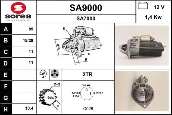 SNRA SA9000 - Стартер vvparts.bg