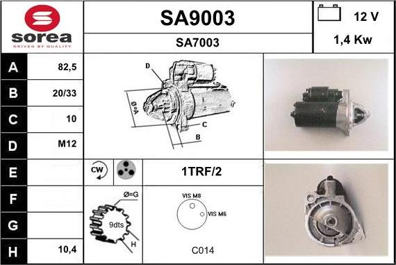 SNRA SA9003 - Стартер vvparts.bg