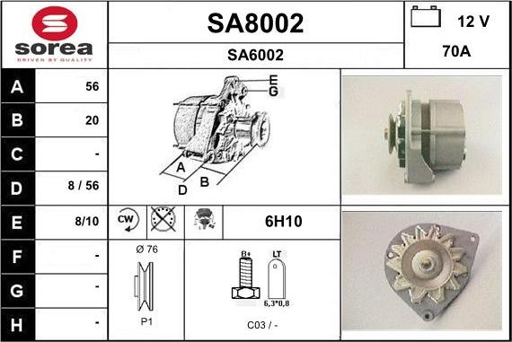 SNRA SA8002 - Генератор vvparts.bg