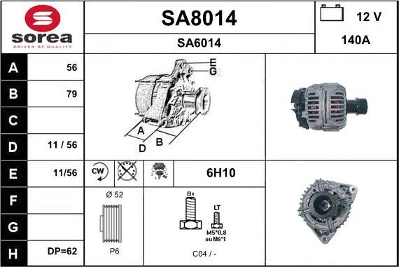 SNRA SA8014 - Генератор vvparts.bg