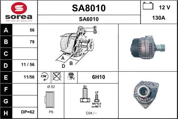 SNRA SA8010 - Генератор vvparts.bg