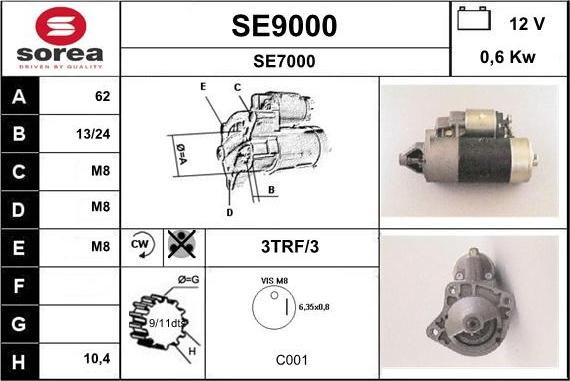 SNRA SE9000 - Стартер vvparts.bg