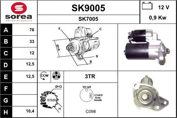 SNRA SK9005 - Стартер vvparts.bg