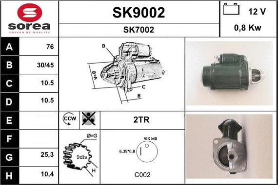 SNRA SK9002 - Стартер vvparts.bg