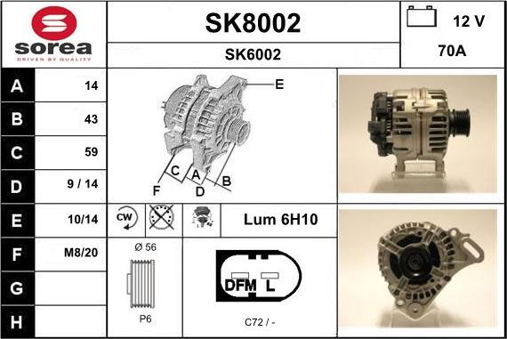 SNRA SK8002 - Генератор vvparts.bg