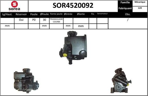 SNRA SOR4520092 - Хидравлична помпа, кормилно управление vvparts.bg