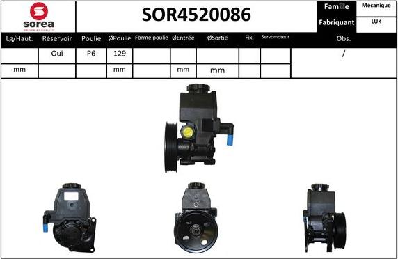 SNRA SOR4520086 - Хидравлична помпа, кормилно управление vvparts.bg