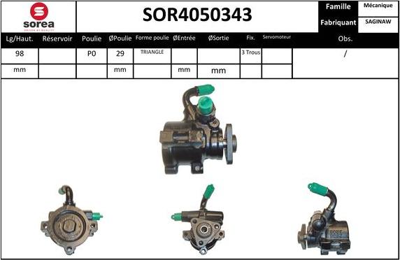 SNRA SOR4050343 - Хидравлична помпа, кормилно управление vvparts.bg