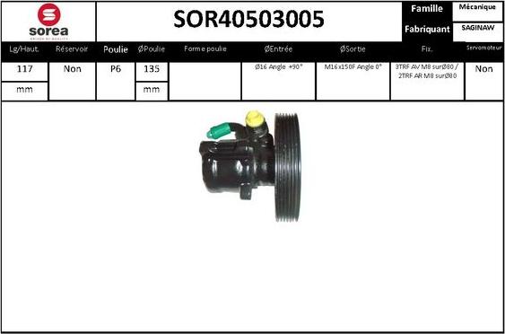 SNRA SOR40503005 - Хидравлична помпа, кормилно управление vvparts.bg