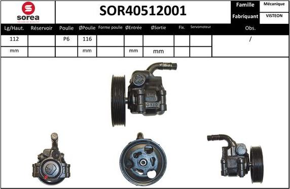 SNRA SOR40512001 - Хидравлична помпа, кормилно управление vvparts.bg