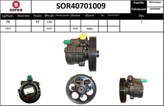 SNRA SOR40701009 - Хидравлична помпа, кормилно управление vvparts.bg