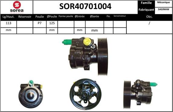 SNRA SOR40701004 - Хидравлична помпа, кормилно управление vvparts.bg