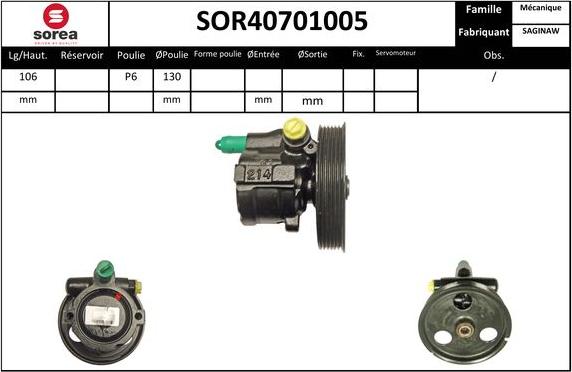 SNRA SOR40701005 - Хидравлична помпа, кормилно управление vvparts.bg