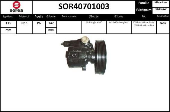 SNRA SOR40701003 - Хидравлична помпа, кормилно управление vvparts.bg
