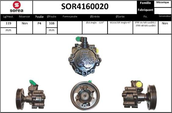 SNRA SOR4160020 - Хидравлична помпа, кормилно управление vvparts.bg