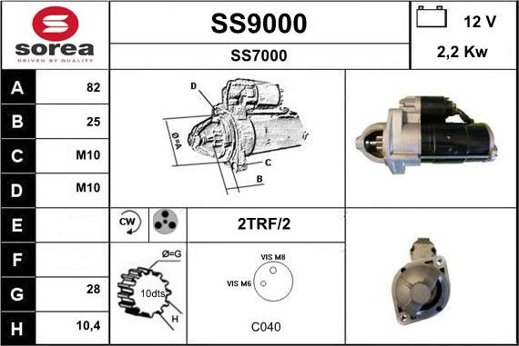 SNRA SS9000 - Стартер vvparts.bg