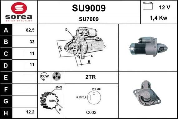 SNRA SU9009 - Стартер vvparts.bg