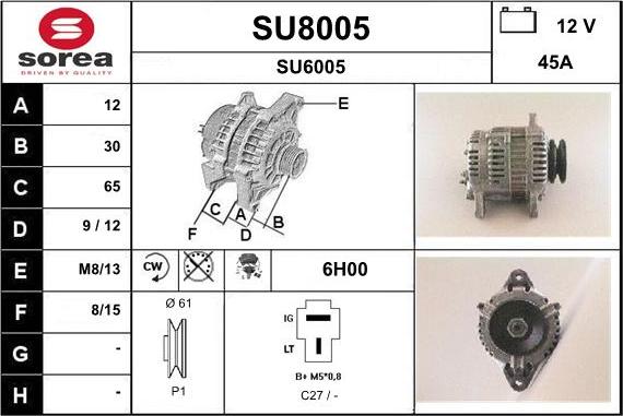 SNRA SU8005 - Генератор vvparts.bg