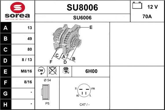 SNRA SU8006 - Генератор vvparts.bg