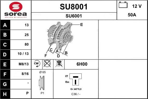 SNRA SU8001 - Генератор vvparts.bg