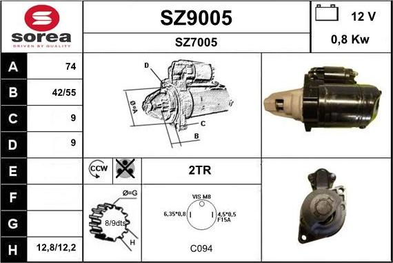 SNRA SZ9005 - Стартер vvparts.bg