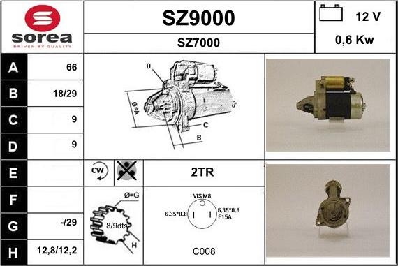 SNRA SZ9000 - Стартер vvparts.bg