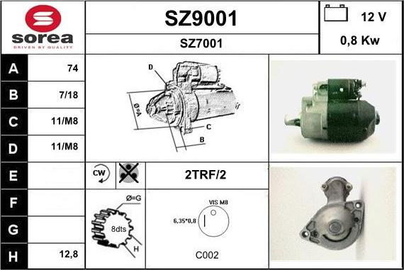 SNRA SZ9001 - Стартер vvparts.bg