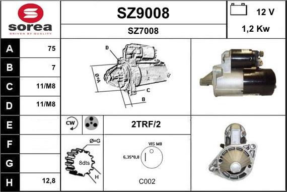 SNRA SZ9008 - Стартер vvparts.bg