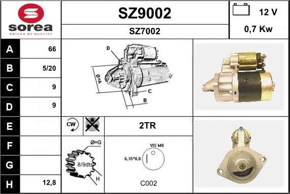 SNRA SZ9002 - Стартер vvparts.bg