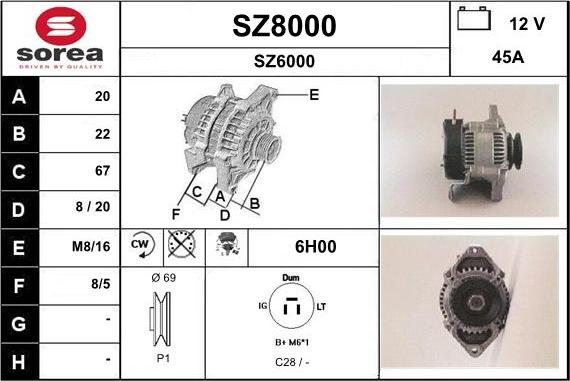 SNRA SZ8000 - Генератор vvparts.bg