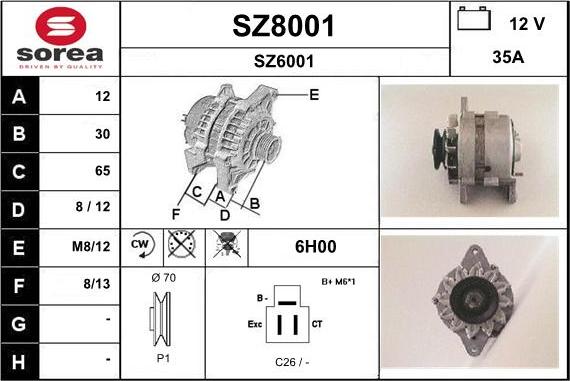 SNRA SZ8001 - Генератор vvparts.bg