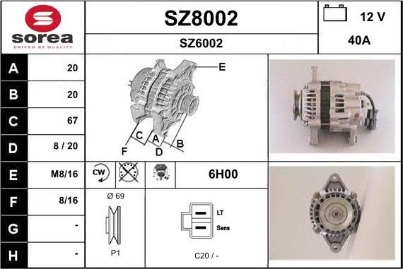 SNRA SZ8002 - Генератор vvparts.bg