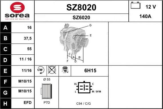 SNRA SZ8020 - Генератор vvparts.bg