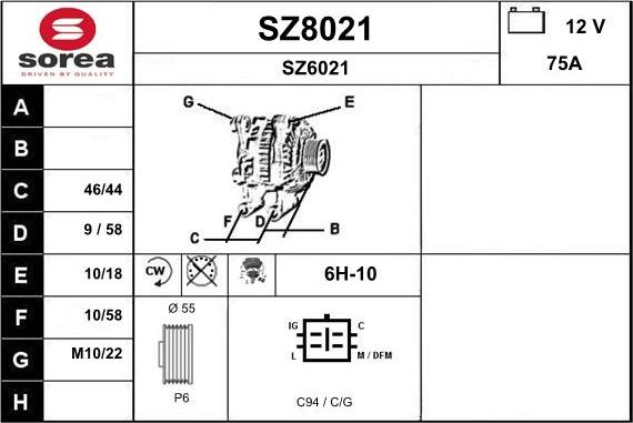 SNRA SZ8021 - Генератор vvparts.bg