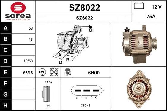 SNRA SZ8022 - Генератор vvparts.bg