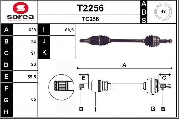 SNRA T2256 - Полуоска vvparts.bg