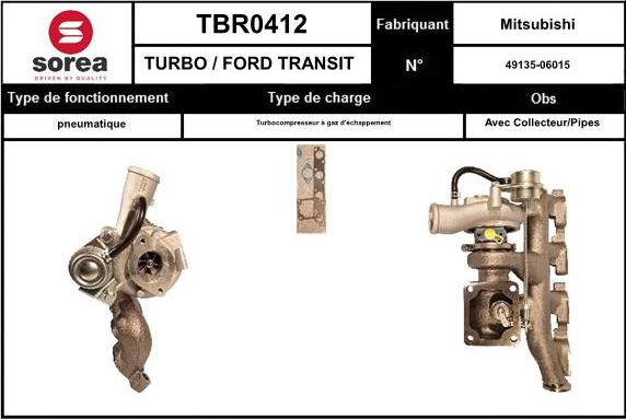 SNRA TBR0412 - Турбина, принудително пълнене с въздух vvparts.bg