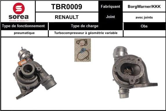 SNRA TBR0009 - Турбина, принудително пълнене с въздух vvparts.bg