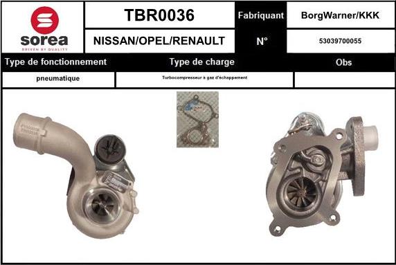 SNRA TBR0036 - Турбина, принудително пълнене с въздух vvparts.bg
